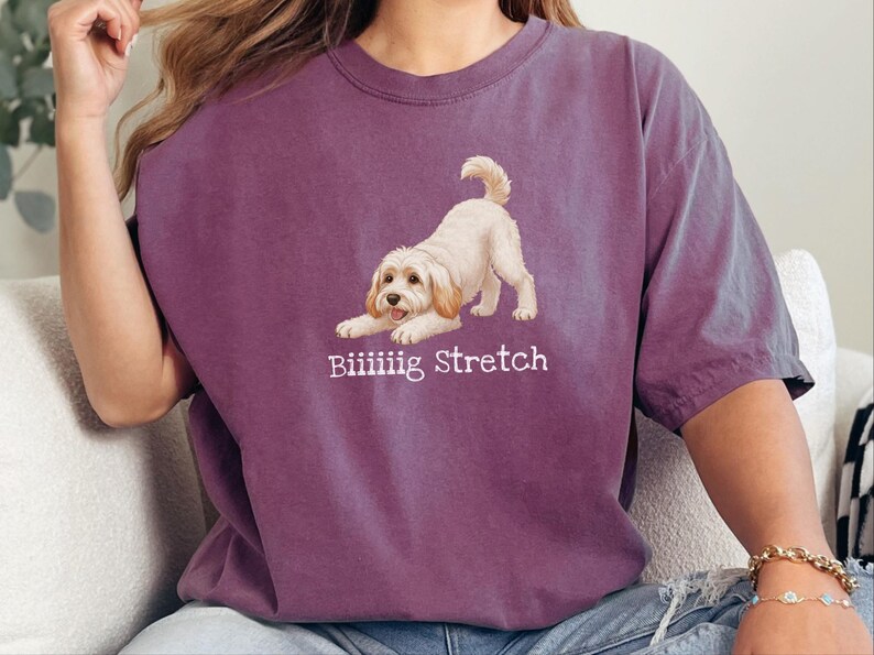 Camiseta elástica grande Comfort Colors para amantes de los Schnoodle, camiseta divertida con diseño de perro Doodle, regalo para mamás perrunas de color marrón esponjoso, regalo para papás dueños de Schnoodle imagen 5