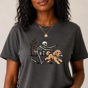 Maltipoo Halloween Shirt, Skeleton Dog Shirt, Funny Skeleton Art Tee, Spooky Dog Lover Gift, Vintage Halloween Dog Owner Apparel image 8