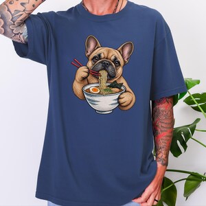 Frenchie Ramen Shirt, Japans Noodle Dog Shirt, Grappig Cadeau voor een Franse Bulldog, Sweatshirt voor Foodieliefhebbers, Top met Ramenkom Grafische Afbeelding afbeelding 10