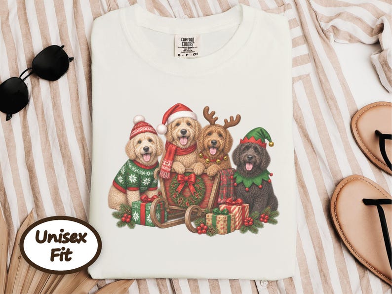 Goldendoodle Christmas Shirt, Holiday Dog Lover Gift, Festive Puppy Sweatshirt, Winter Doodle Tee afbeelding 10