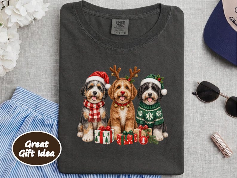 Aussiedoodle Christmas Sweatshirt, Aussiedoodle Gift, Holiday Dog Crewneck, Christmas Dog Sweater, Festive Puppy Lover Shirt image 5
