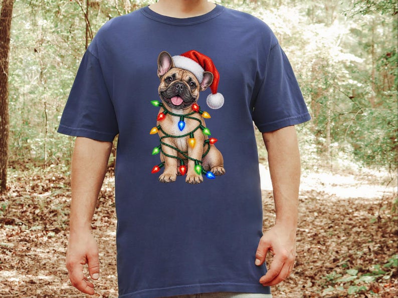 Christmas Dog Shirt, French Bulldog Christmas Gift, Holiday Dog Shirt, Frenchie Mom Sweatshirt, Christmas Pet Lover Tee image 1
