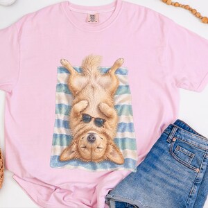 Golden Retriever Shirt, Golden Retriever Gift, Beach Vacation Tee, Summer Dog Shirt, Golden Retriever Mom, Coastal Dog Art, Vacation T Shirt image 1