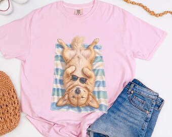 Golden Retriever Shirt, Golden Retriever Gift, Beach Vacation Tee, Summer Dog Shirt, Golden Retriever Mom, Coastal Dog Art, Vacation T Shirt