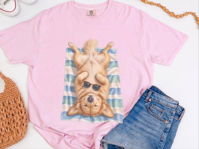Golden Retriever Shirt, Golden Retriever Gift, Beach Vacation Tee, Summer Dog Shirt, Golden Retriever Mom, Coastal Dog Art, Vacation T Shirt image 1