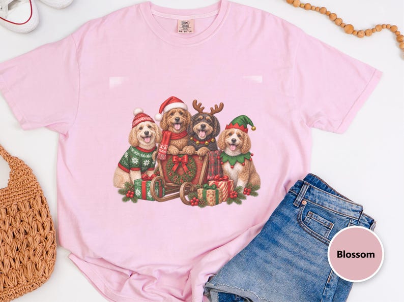Christmas Cockapoo Shirt, Cockapoo Lover Gift, Holiday Dog Crewneck, Festive Puppy Top, Dog Mom Christmas Gift image 1