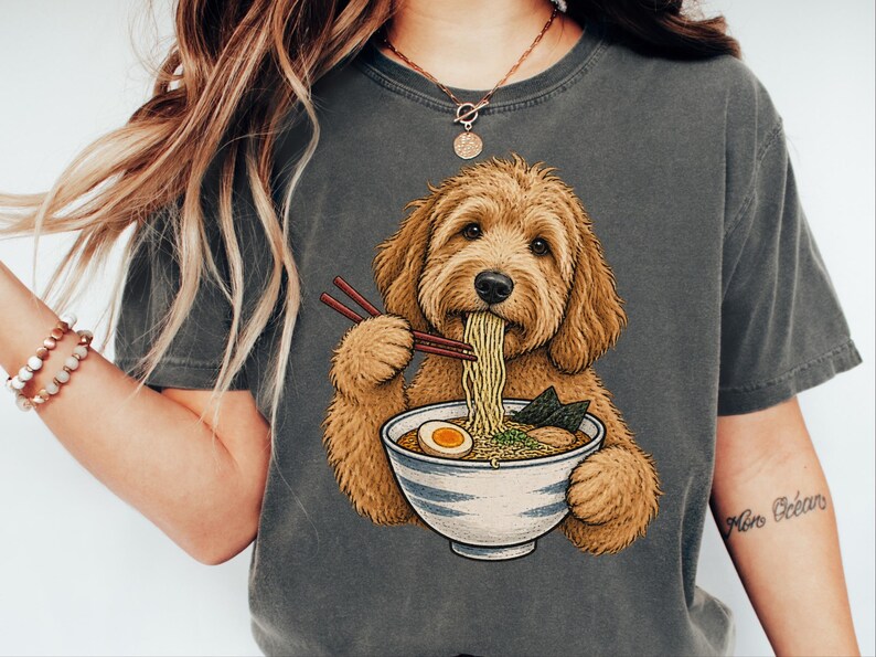 Goldendoodle Shirt, Golden Doodle Gift, Ramen Lover Tee, Japanese Food Shirt, Dog Mom Gift, Foodie Humor T-shirt, Ramen Noodles Japan image 3