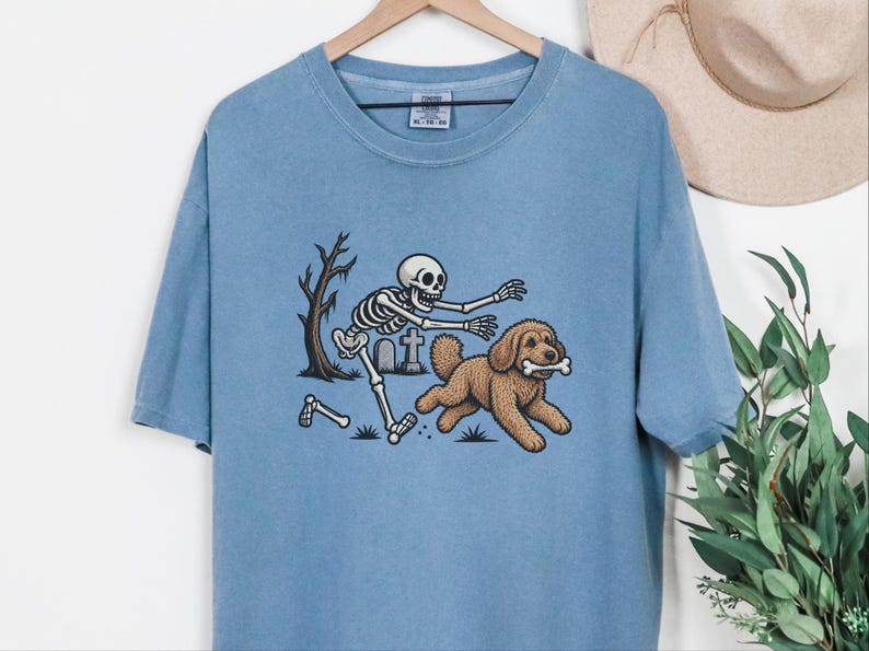 Skeleton Dog Shirt, Cockapoo Halloween Gift, Spooky Dog Tee, Funny Skeleton Shirt image 2