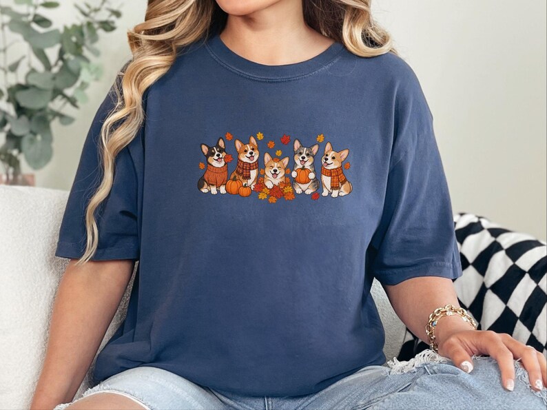 Corgi Autumn Shirt, Fall Corgi Tee, Dog Lover Gift, Corgi Mom Sweatshirt, Pumpkin Patch Shirt, Fall Dog Shirt image 2