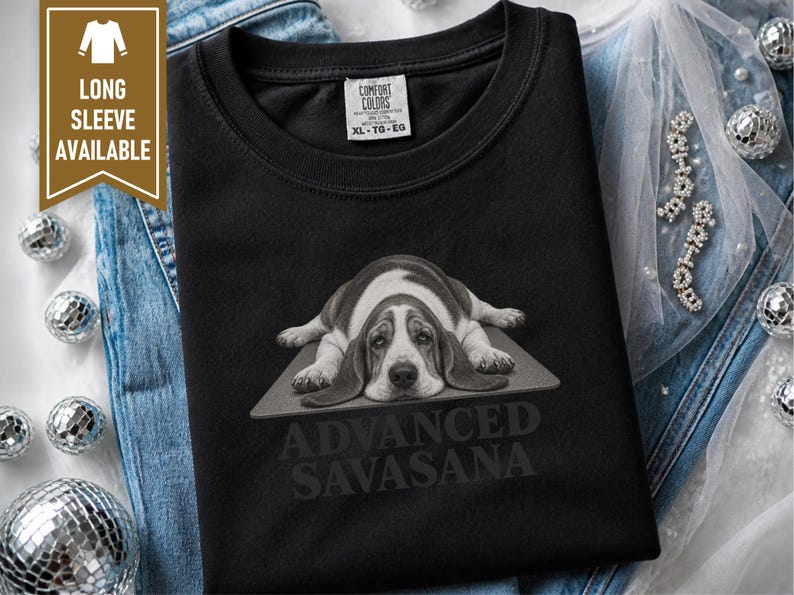 Basset Hound Shirt, Advanced Savasana Yoga Tee, Funny Dog Owner Gift, Yoga Teacher Shirt, Relaxed Fit TShirt image 8