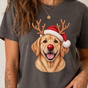 Christmas Dog Shirt, Yellow Lab Gift, Holiday Dog Sweater, Lab Mom Sweatshirt, Santa Paws Christmas image 2