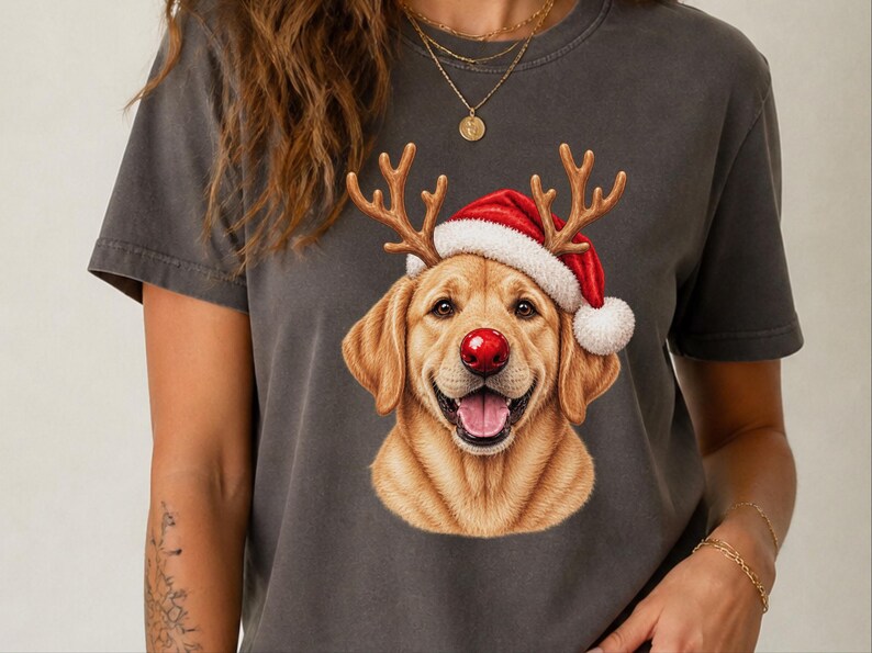 Christmas Dog Shirt, Yellow Lab Gift, Holiday Dog Sweater, Lab Mom Sweatshirt, Santa Paws Christmas image 2
