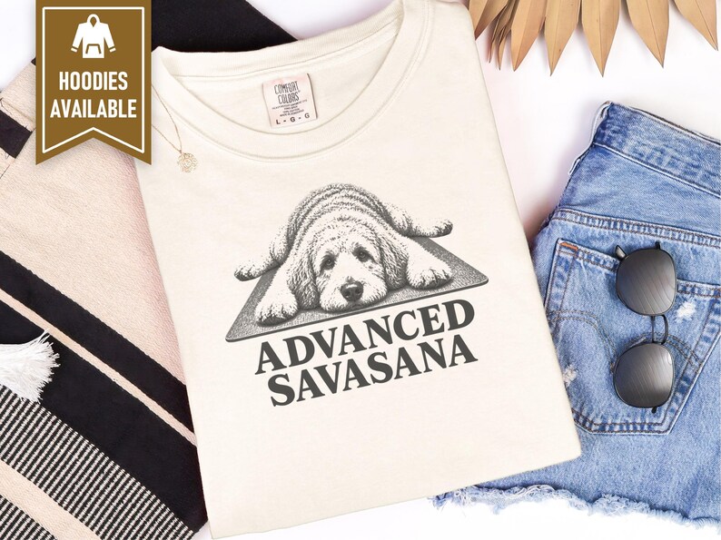 Labradoodle Shirt, Advanced Savasana Yoga Tee, Dog Lover Gift, Funny Fitness Workout Top, Yogi Meditation Shirt image 9