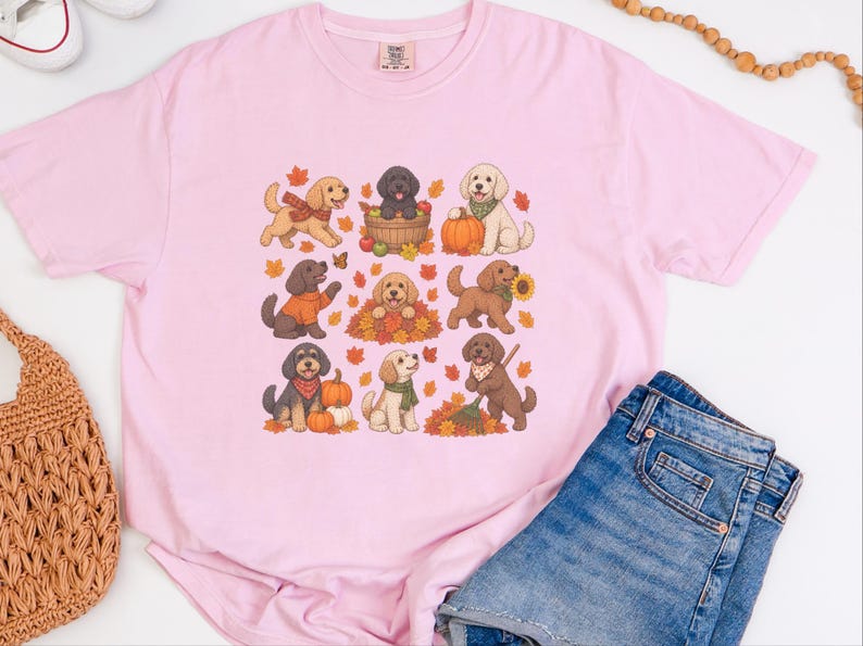 Cockapoo Fall Shirt, Pumpkin Dog Gift, Autumn Puppy Tee, Doodle Dog Lover Shirt, Fall Pet Owner Shirt image 2