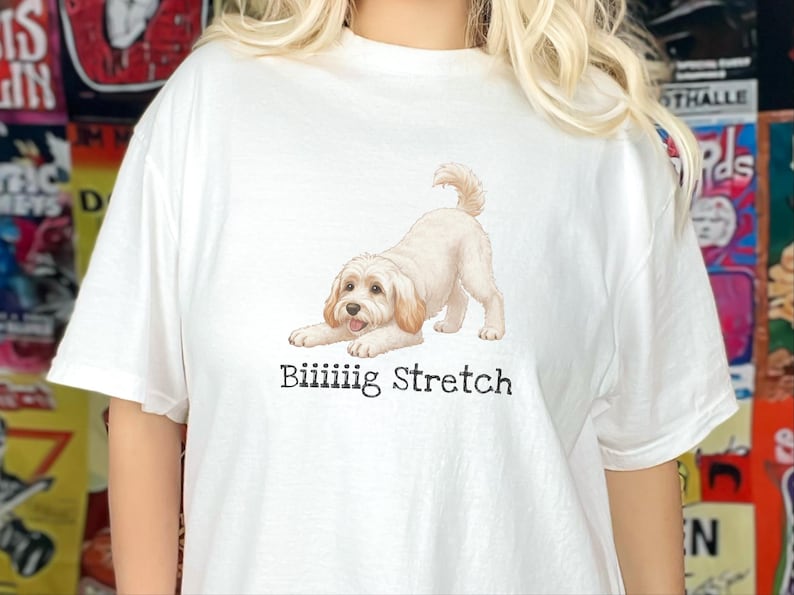 Camiseta elástica grande Comfort Colors para amantes de los Schnoodle, camiseta divertida con diseño de perro Doodle, regalo para mamás perrunas de color marrón esponjoso, regalo para papás dueños de Schnoodle imagen 1