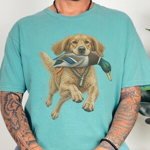 Golden Retriever Hunting Shirt, Duck Hunter Gift, Waterfowl Hunting Tee, Bird Dog Art Shirt, Duck Season Shirt, Outdoor Sportsman Gift image 7