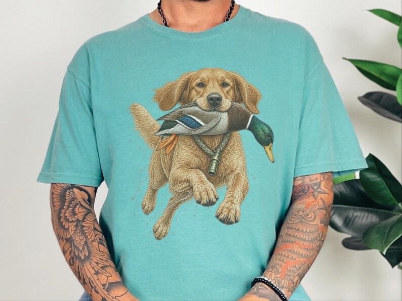 Golden Retriever Hunting Shirt, Duck Hunter Gift, Waterfowl Hunting Tee, Bird Dog Art Shirt, Duck Season Shirt, Outdoor Sportsman Gift image 7