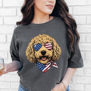 Comfort Colors Patriotic Dog Shirt, Goldendoodle Mom T-Shirt, Fourth of July Dog Dad Sweatshirt, USA Doodle Pet Owner Tops, 4th Of July Dog image 9