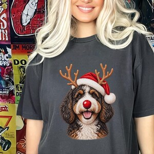 Bernedoodle Christmas Shirt, Christmas Bernedoodle Gift, Bernedoodle Mom Sweatshirt, Festive Dog Crewneck, Santa Paws Holiday Tee image 7