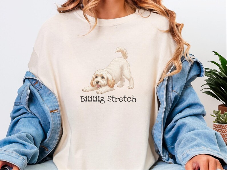 Camiseta elástica grande Comfort Colors para amantes de los Schnoodle, camiseta divertida con diseño de perro Doodle, regalo para mamás perrunas de color marrón esponjoso, regalo para papás dueños de Schnoodle imagen 2