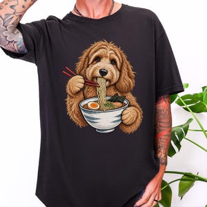 Labradoodle Shirt, Ramen Lover Gift, Labradoodle Mom Gift, Japanese Food Tee, Noodle Lover Shirt, Ramen Cat Art image 9