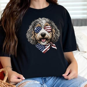 Comfort Colors Patriotic Aussiedoodle Shirt, Semiquincentennial Independence Day Patriotic Dog Owner Clothing, American Goldendoodle Mother image 5