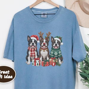 Boston Terrier Christmas Shirt, Dog Christmas Shirt, Boston Terrier Gift, Christmas Pet Shirt, Santa Dog Shirt, Holiday Dog Tee image 4