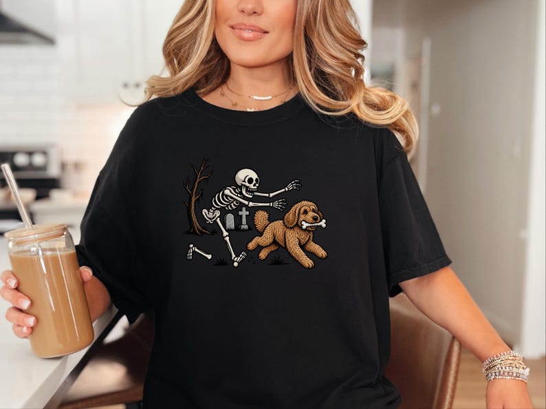 Skeleton Dog Shirt, Cockapoo Halloween Gift, Spooky Dog Tee, Funny Skeleton Shirt image 9
