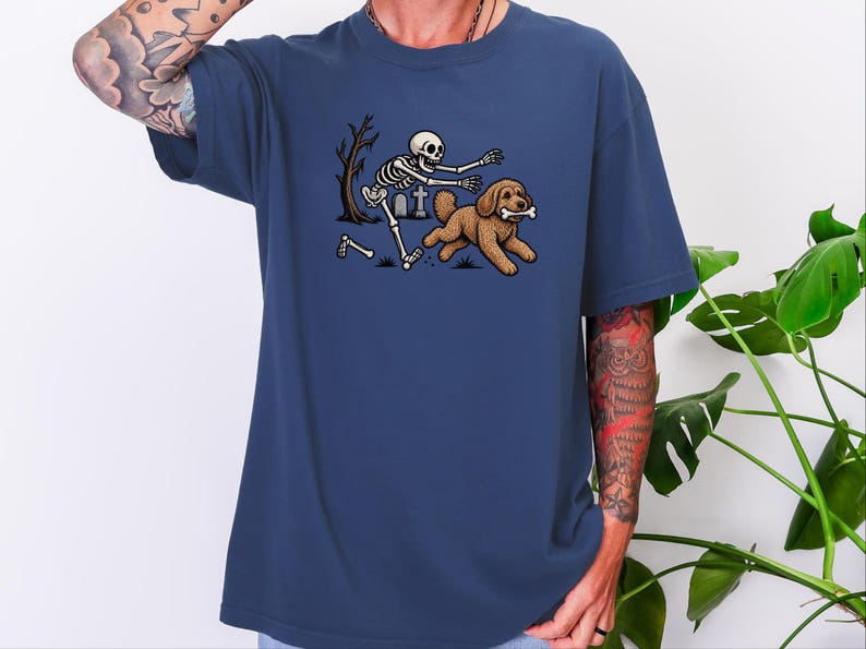 Skeleton Dog Shirt, Cockapoo Halloween Gift, Spooky Dog Tee, Funny Skeleton Shirt image 4