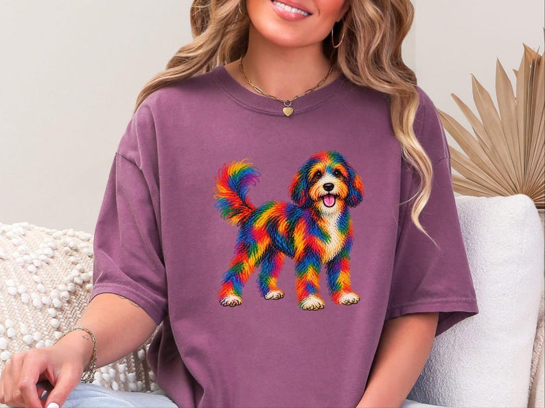 Bernedoodle-Shirt, Geschenkidee für Bernedoodle-Mama, Bunte Hunde-Motive, Doodle-Hunde-T-Shirt, Geschenkidee für Bernedoodle-Besitzer Bild 1