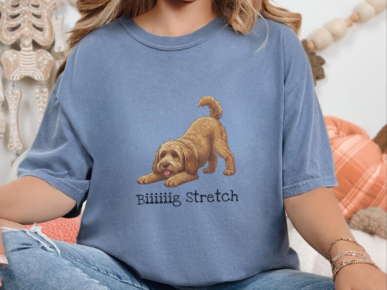 Comfort Colors Brown Doodle Dog Shirt, Biiiiig Stretch Funny Goldendoodle Print Tee, Labradoodle Dog Lover Gift, Fur Mama Puppy Present image 6