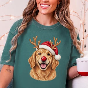 Weihnachtsshirt mit Golden Retriever-Motiv, festliches Hunde-Sweatshirt, Geschenk für Golden-Retriever-Mamas, Pullover mit Welpen-Ausschnitt, Weihnachtsshirt für Hundeliebhaber Bild 10