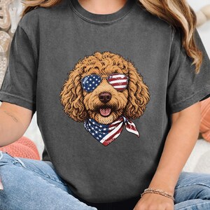 Comfort Colors Cavapoo Mom Shirt, Patriotic Dog Shirt, Cavapoo Owner Gift, American Flag Tee, USA Puppy Apparel, Red White Blue Top image 5