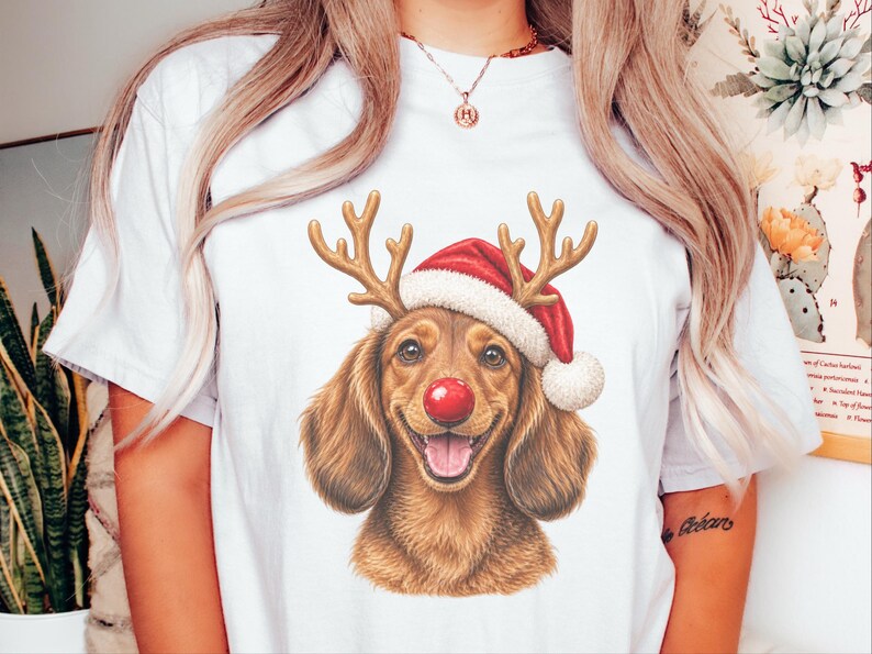 Weihnachtsshirt mit Dackel, Weihnachtsgeschenk für Dackel, Festlicher Hundepullover, Dackel-Mama-Shirt, Festliches T-Shirt für Hundeliebhaber Bild 9