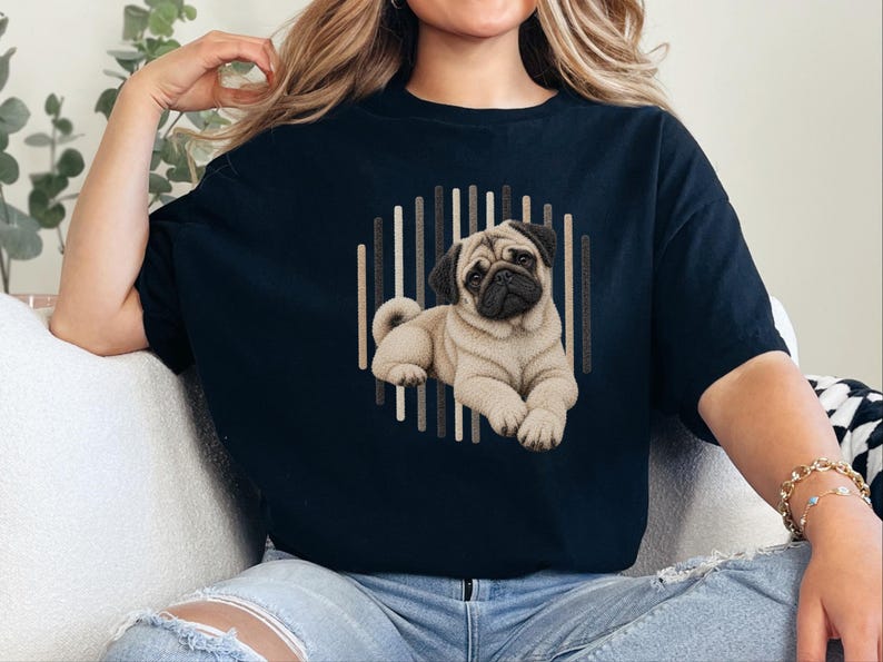 Camiseta de perro carlino, regalo para amantes de los carlinos, camiseta con estampado de cachorro adorable, camiseta para mamás carlinos, camiseta con retrato de perro, camiseta para papás carlinos, ropa para amantes de las mascotas imagen 5