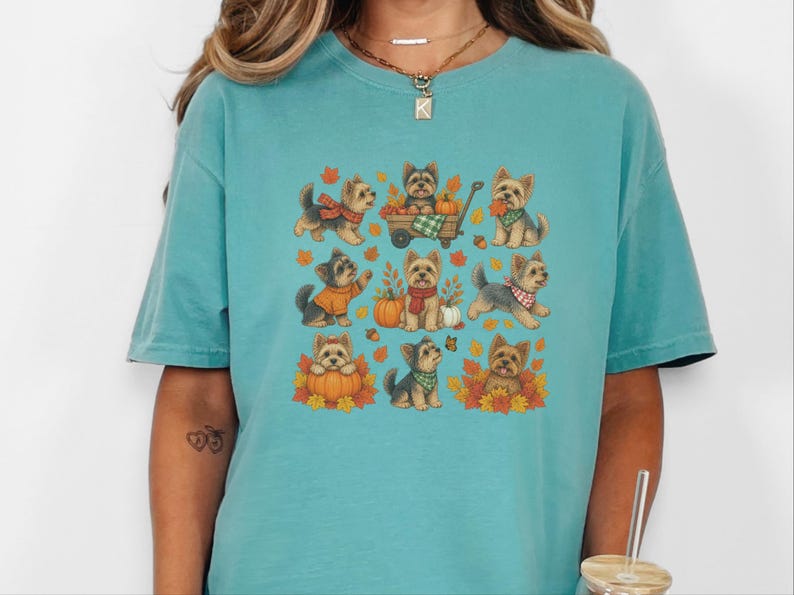 Yorkie Mom Shirt, Fall Dog Lover Gift, Cute Yorkie Shirt, Autumn Dog Shirt, Yorkie Owner Gift image 4