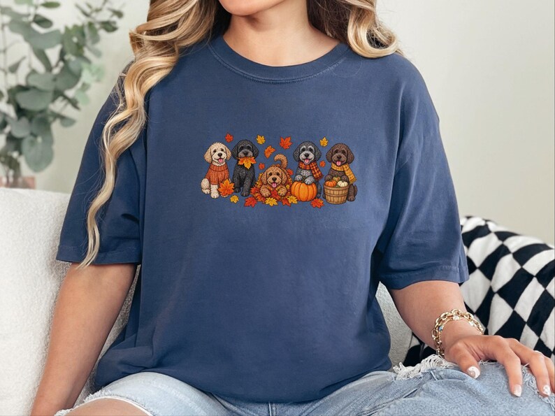 Schnoodle Fall Shirt, Dog Lover Gift, Autumn Harvest Tee, Doodle Dog Sweatshirt, Pumpkin Patch Crewneck, Fall Puppy Apparel image 7