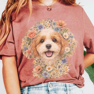 Cavapoo Mom Shirt, Cavapoo Floral Face Tee, Cute Dog Art, Dog Lover Gift for Owners, Poodle Cross Puppy, Floral Dog Design, Cavapoo Dad Gift imagen 8