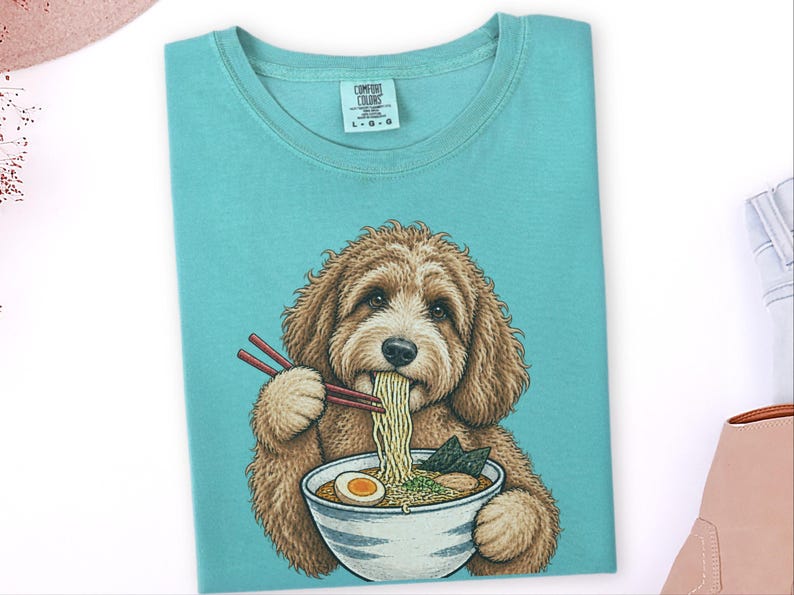 Labradoodle Lover Shirt, Labradoodle Gift, Ramen Lover Tee, Funny Dog Art image 5