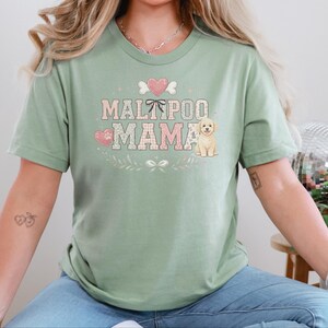 Maltipoo Mama Shirt, Cute Maltipoo Mom Soft Cotton Tee, Maltese Poodle Owner Graphic Apparel, Fur Mama Dog Breed Top, Maltipoo Owner Gift image 3
