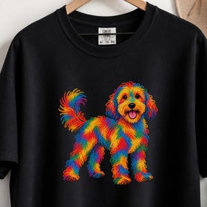 Cockapoo Shirt, Rainbow Dog Lover Gift, Colorful Puppy Tee, Doodle Mom Shirt, Dog Art Print image 3