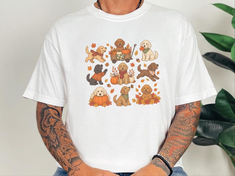 Camiseta para mamás de Goldendoodle, regalo para amantes de los perros de Goldendoodle, camiseta de otoño para amantes de los perros, sudadera con capucha estilo huerto de calabazas, camiseta de otoño para perros, sudadera para mamás de Goldendoodle imagen 6