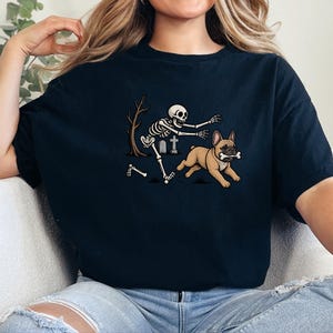 French Bulldog Halloween Shirt, Skeleton Dog Shirt, Funny Frenchie Gift, Spooky Pet Lover Tee, French Bulldog Mom Gift image 6