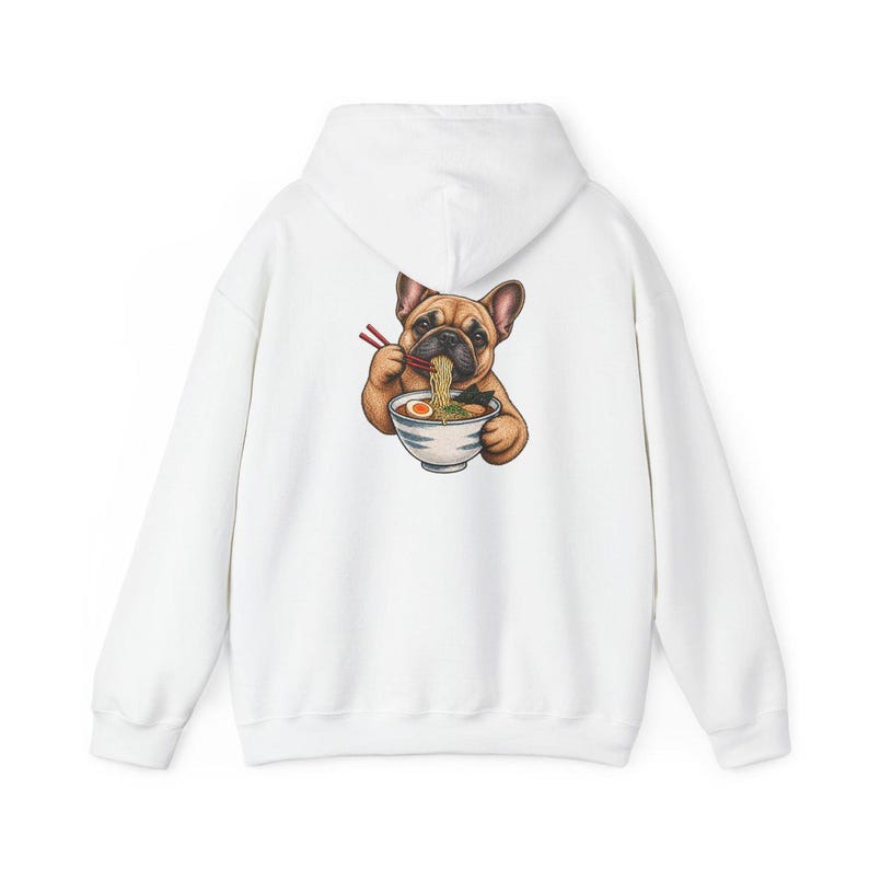 Frenchie Ramen Shirt, Japans Noodle Dog Shirt, Grappig Cadeau voor een Franse Bulldog, Sweatshirt voor Foodieliefhebbers, Top met Ramenkom Grafische Afbeelding afbeelding 12
