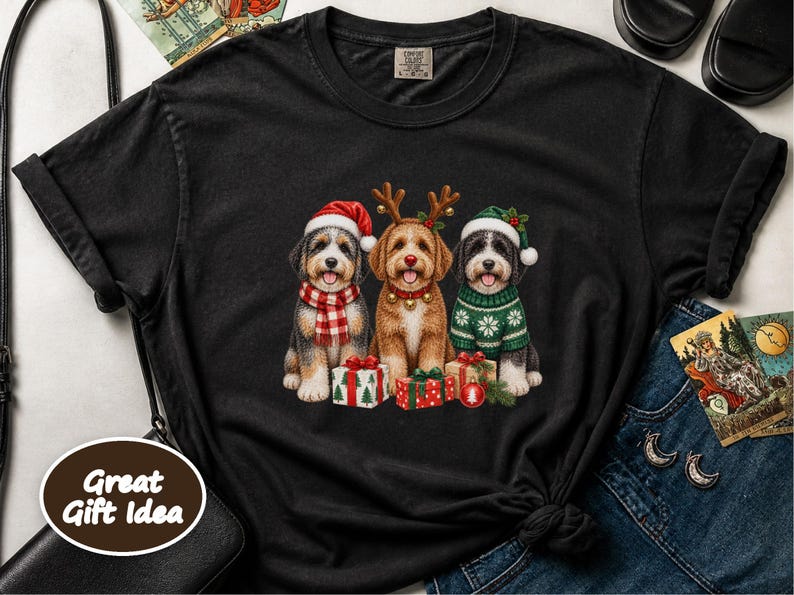 Aussiedoodle Christmas Sweatshirt, Aussiedoodle Gift, Holiday Dog Crewneck, Christmas Dog Sweater, Festive Puppy Lover Shirt image 9