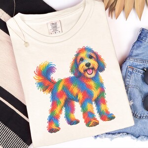Sheepadoodle Shirt, Sheepadoodle Gift, Colorful Dog Art, Sheepadoodle Mom, Scribble Print, Pet Portrait Tee, Dog Lover Shirt image 3