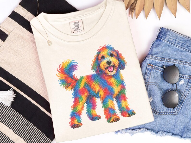 Sheepadoodle Shirt, Sheepadoodle Gift, Colorful Dog Art, Sheepadoodle Mom, Scribble Print, Pet Portrait Tee, Dog Lover Shirt image 3