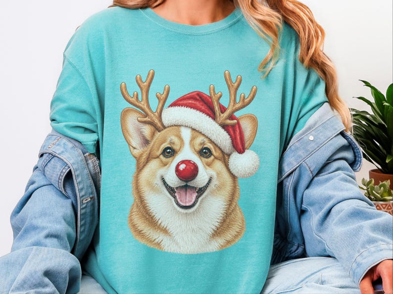 Sudadera navideña de Corgi, camiseta festiva navideña para perros, regalo navideño para dueños de perros, sudadera de cuello redondo para mamás de Corgi imagen 8