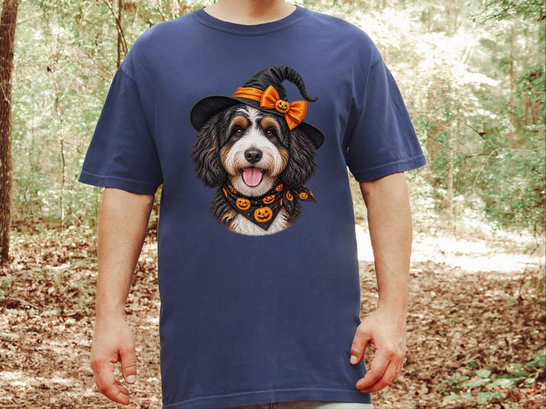 Bernedoodle Dog Halloween Shirt, Bernedoodle Mom Gift, Witch Dog Shirt, Spooky Dog Mom, Halloween Dog Lover Gift image 4