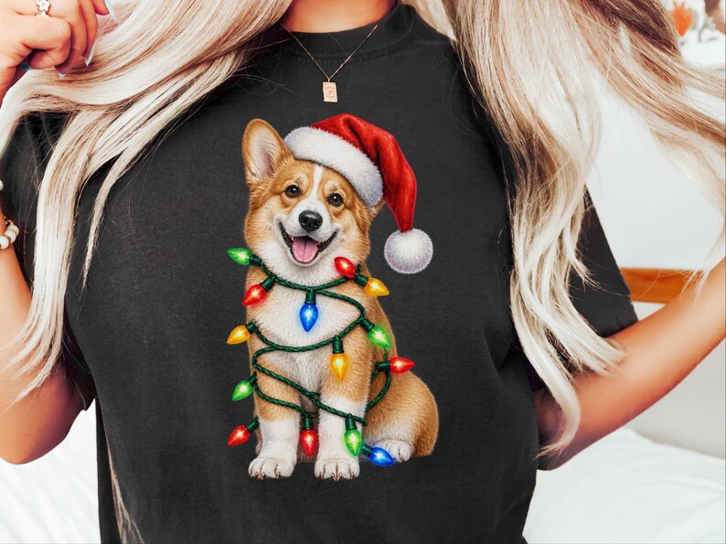 Kersttrui met Corgi-print, kerstshirt voor honden, kerstcadeau voor Corgi's, T-shirt voor hondenliefhebbers, cadeau voor Corgi-moeders afbeelding 7